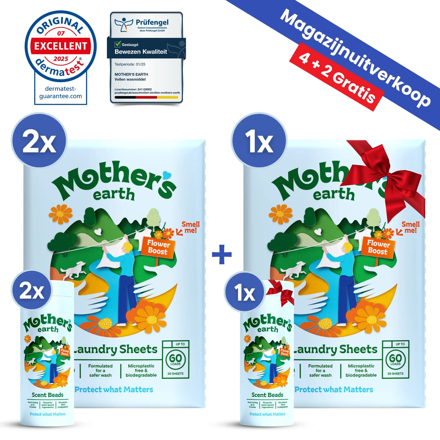 Milieuvriendelijke Wasstrips + Geurparels Voordeelbundel Mother's Earth